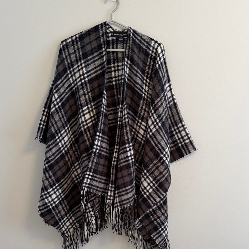 INC International Concepts Black and White Checkered Shawl